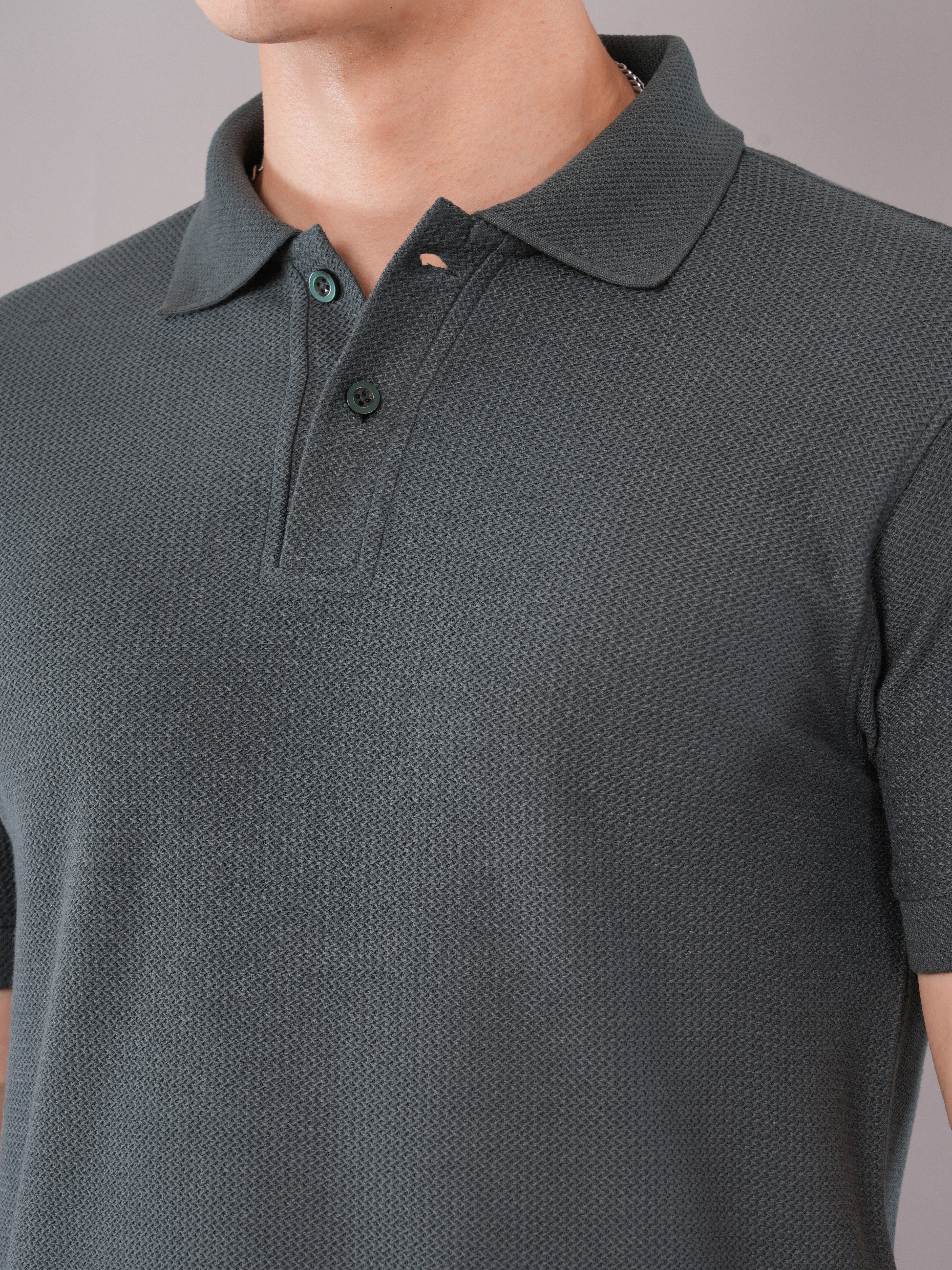 Charcoal Textured Polo T-Shirt