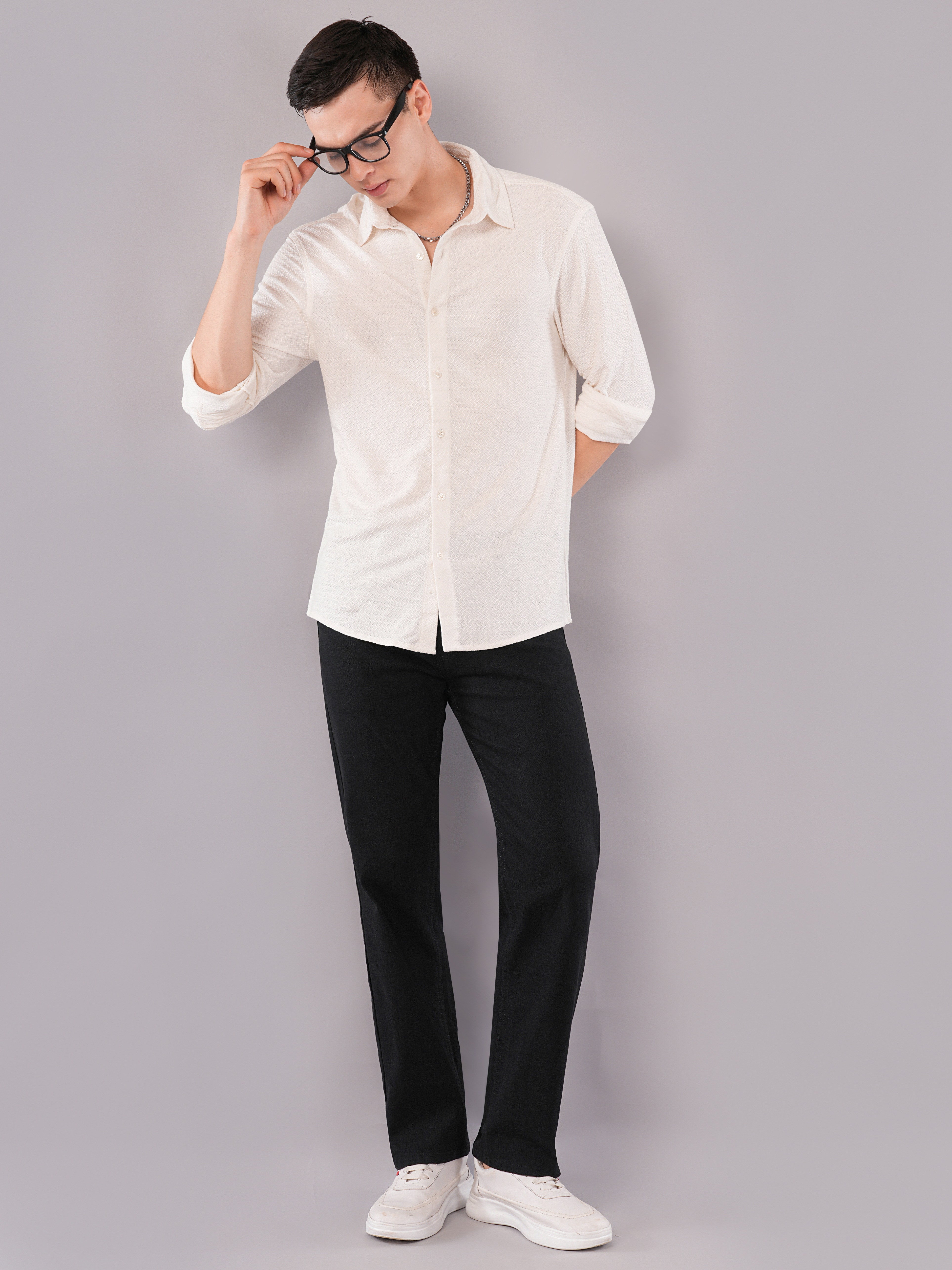 Ecru Micro-Texture Shirt