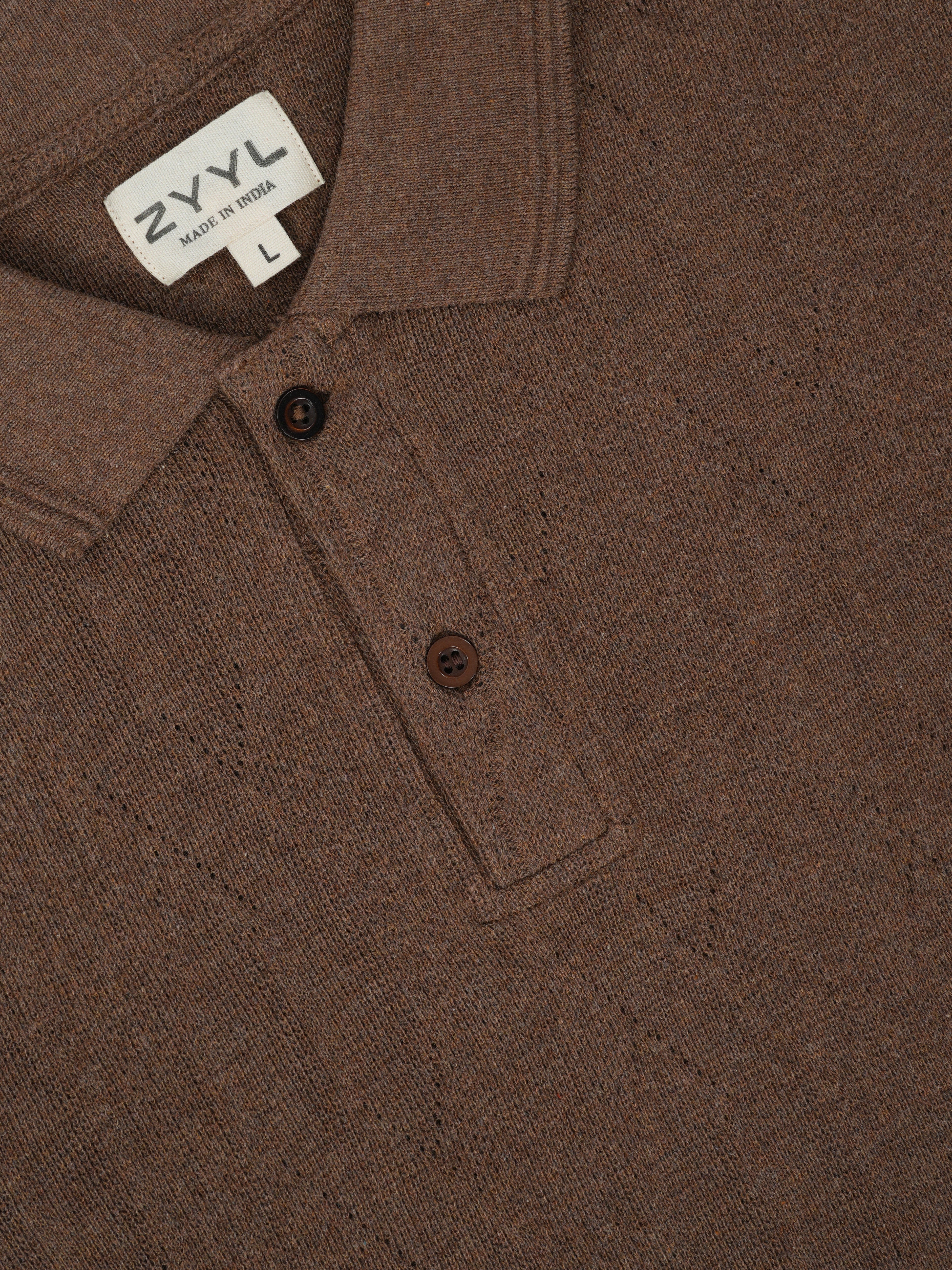 Mocha Textured Polo T-Shirt