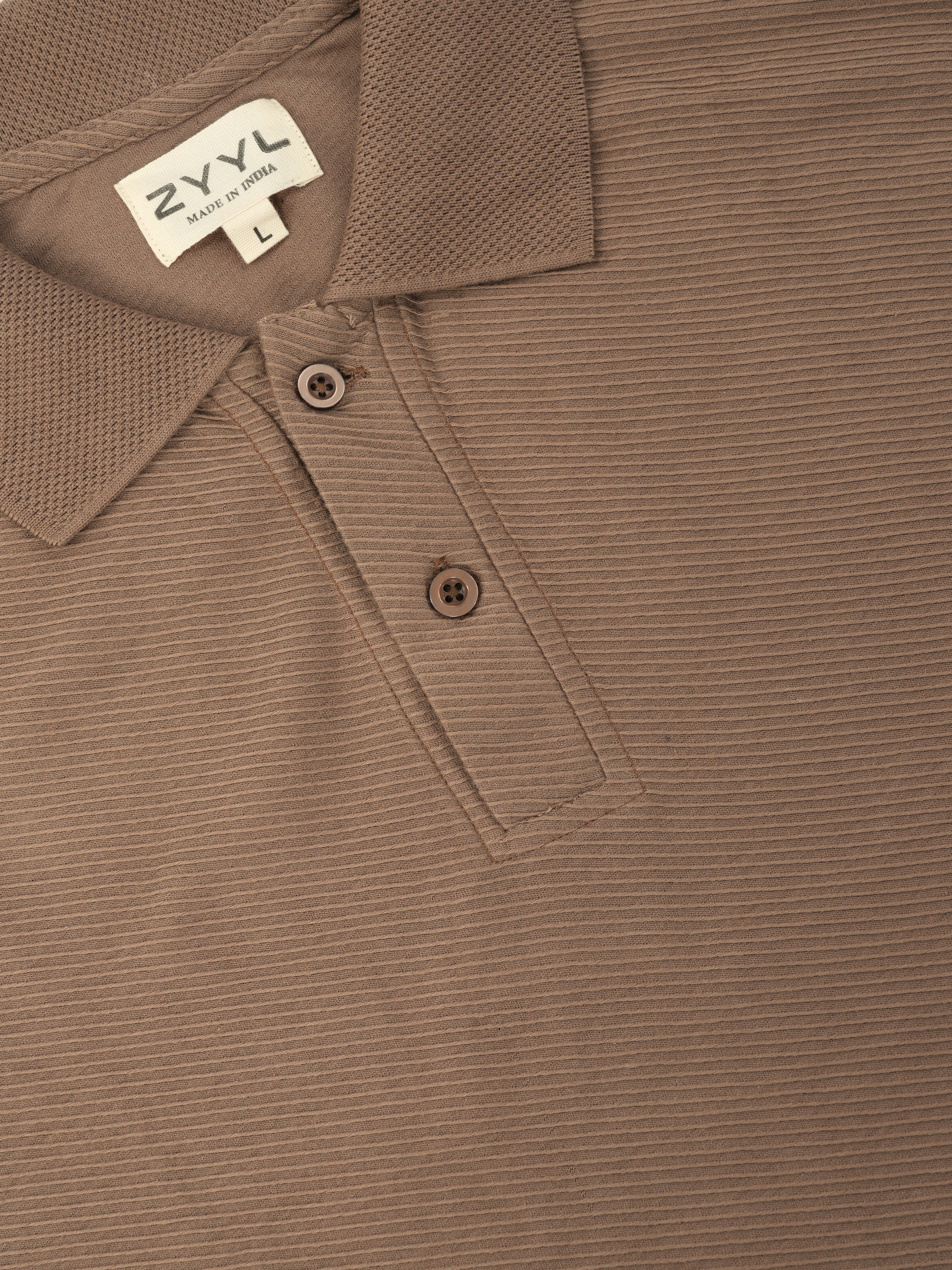 Taupe Fine-Texture Polo T-Shirt