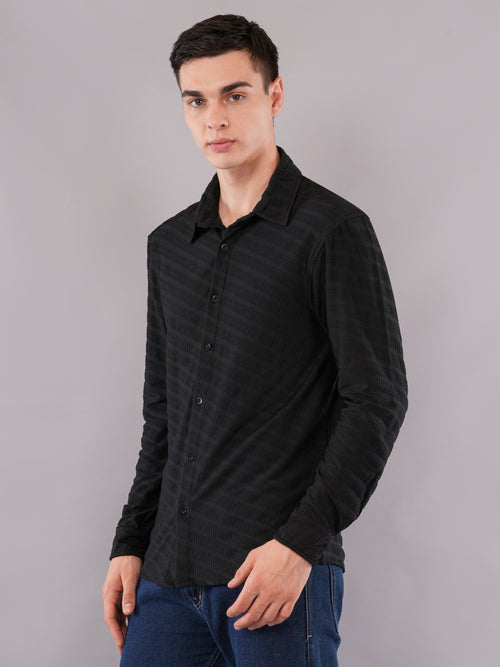 Black Tonal Stripe Shirt