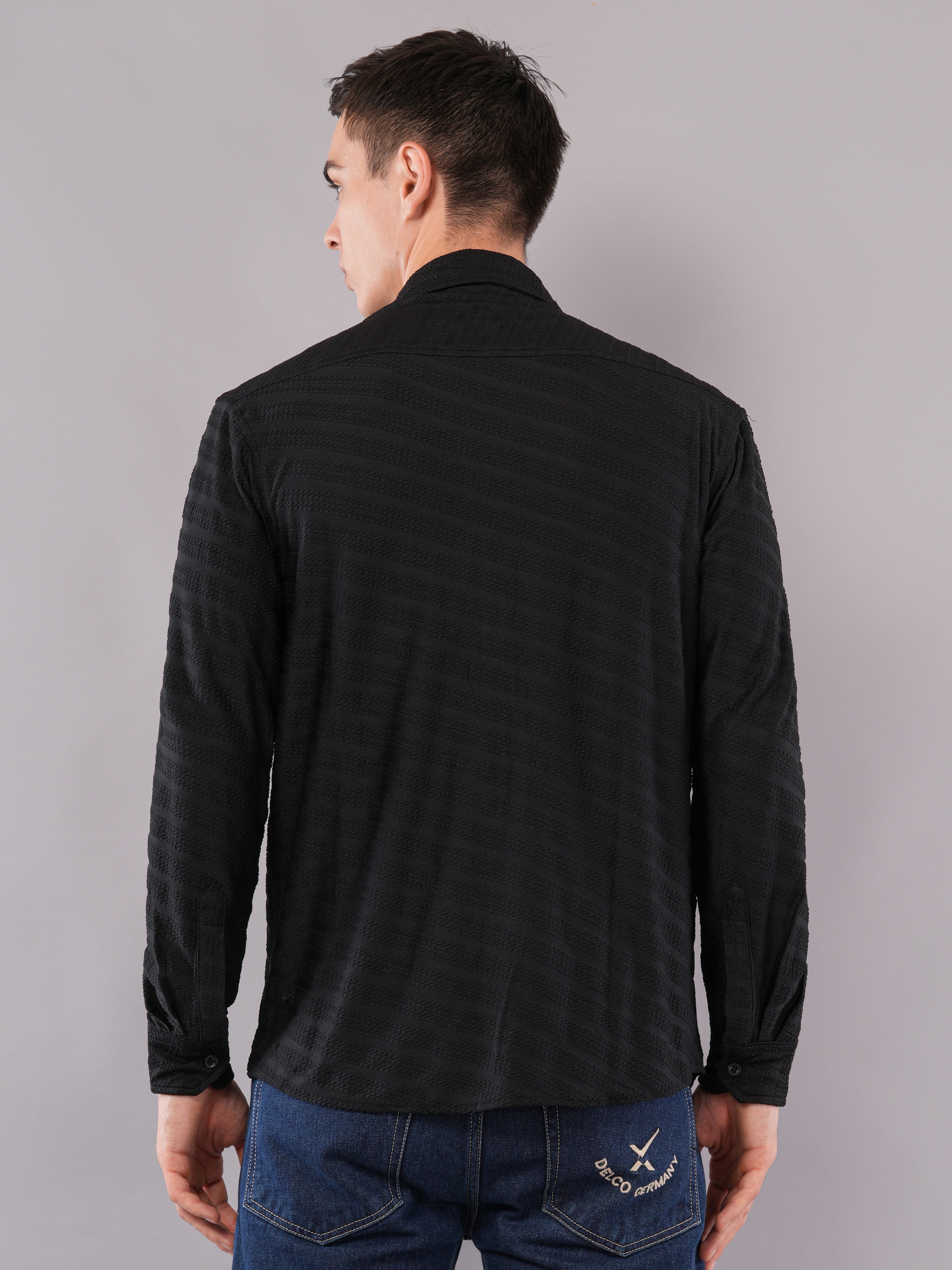 Black Tonal Stripe Shirt