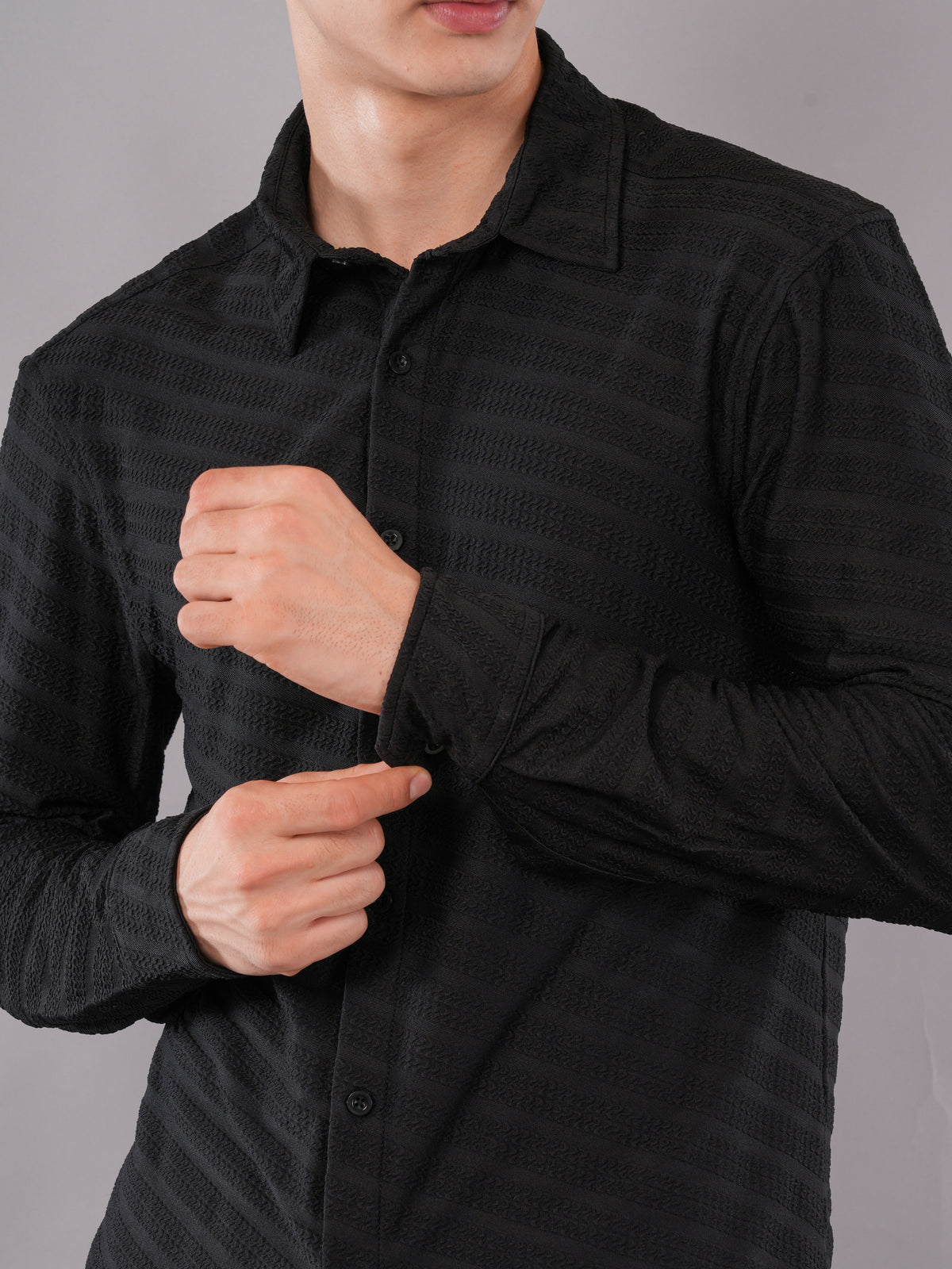 Black Tonal Stripe Shirt