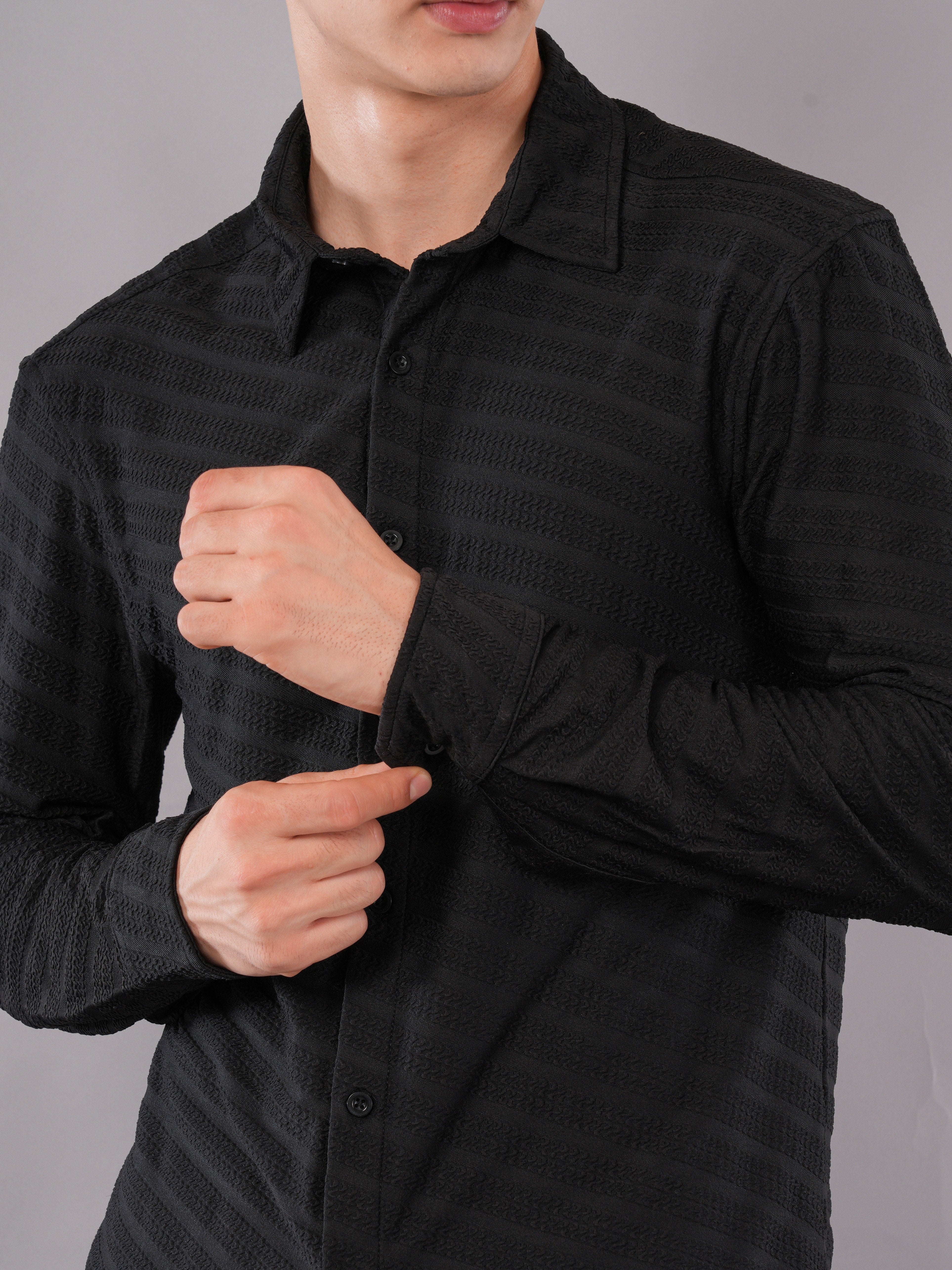 Black Tonal Stripe Shirt