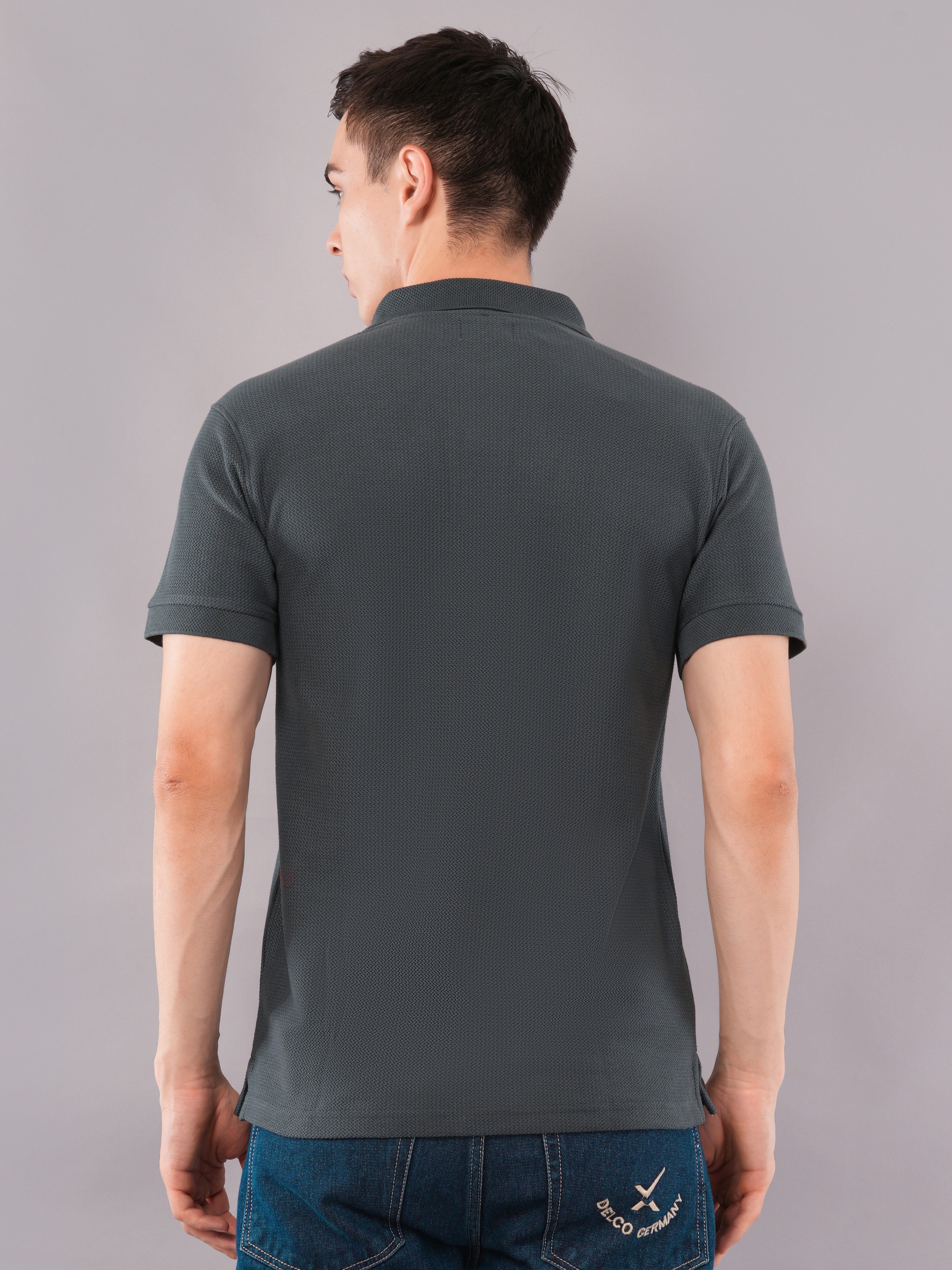 Charcoal Textured Polo T-Shirt