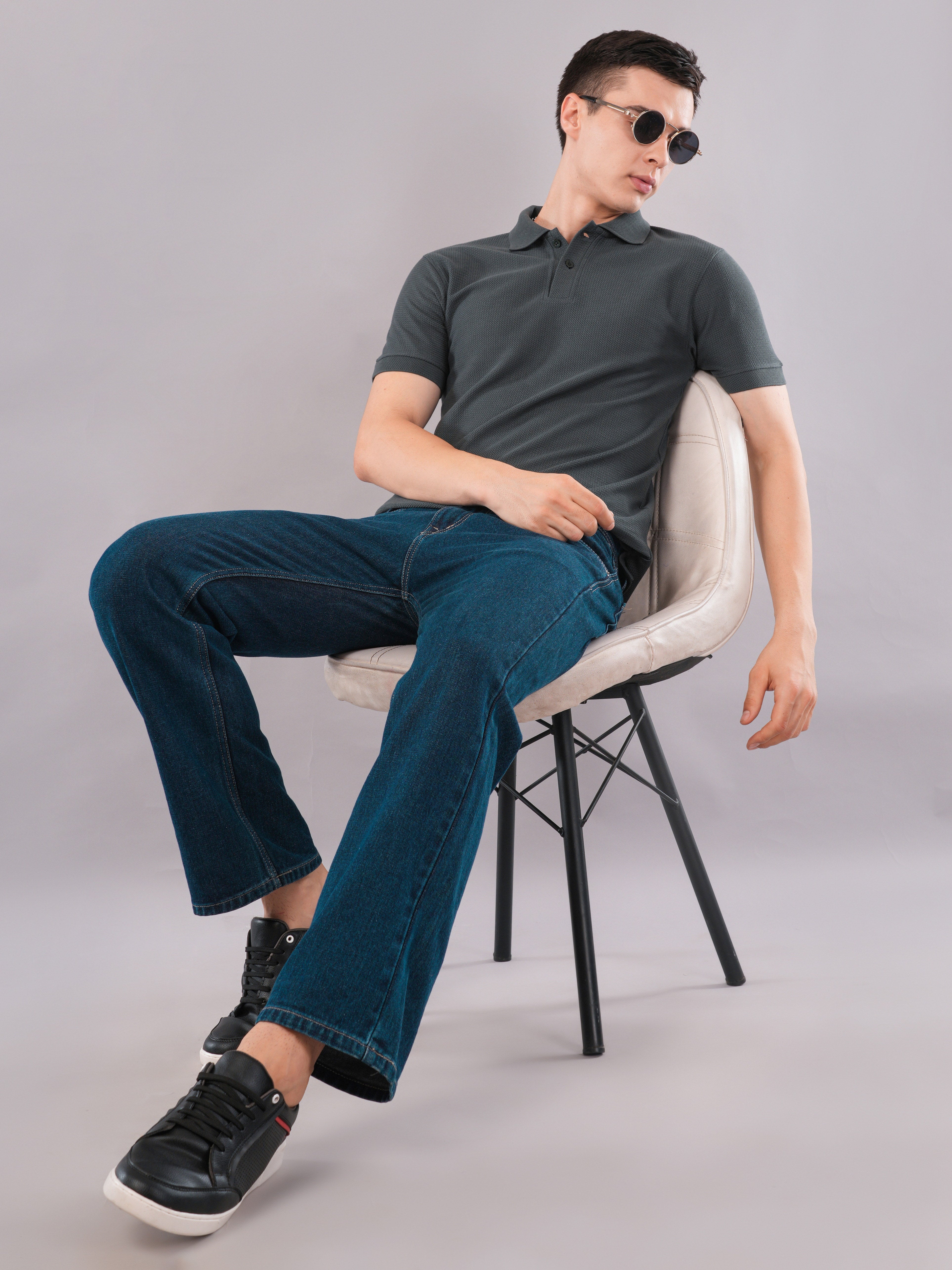 Charcoal Textured Polo T-Shirt