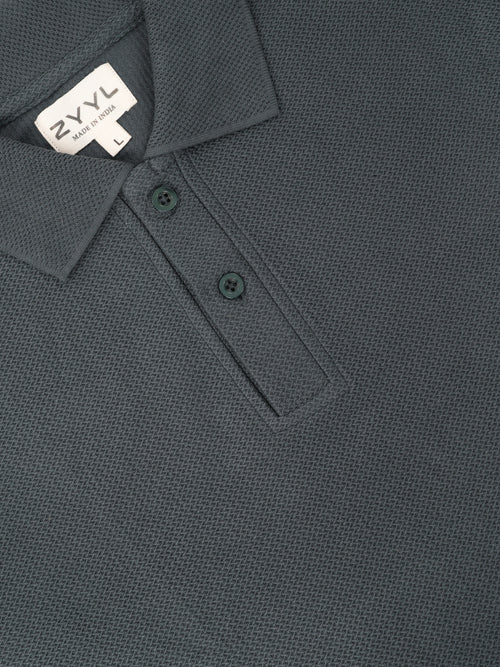 Charcoal Textured Polo T-Shirt