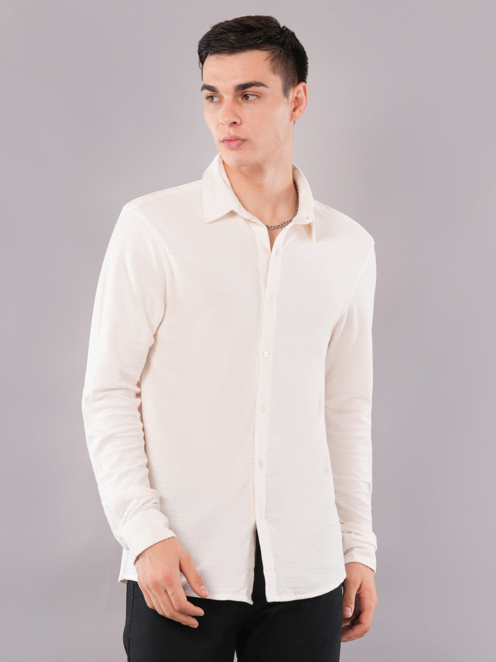 Ecru Micro-Texture Shirt