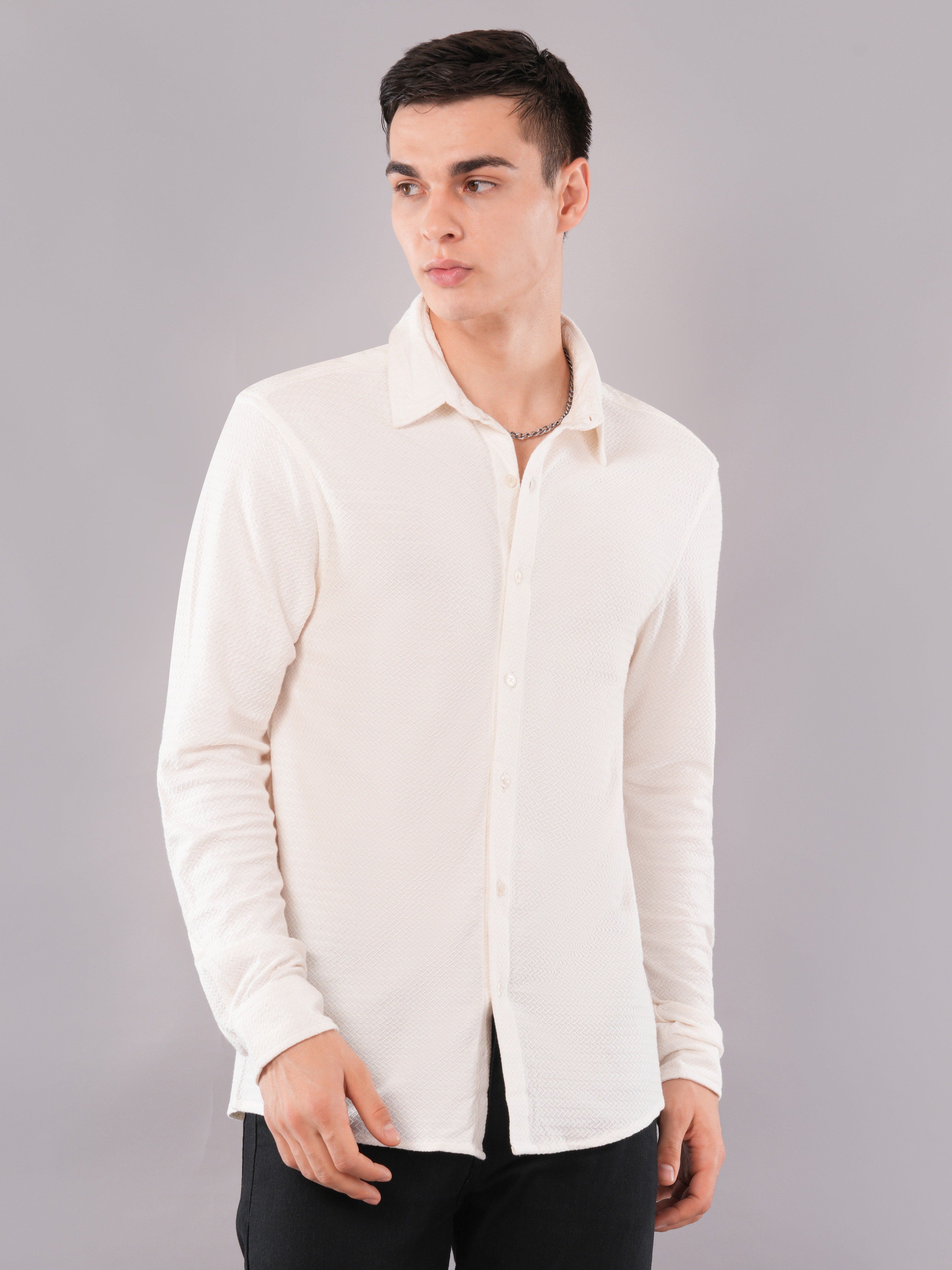 Ecru Micro-Texture Shirt