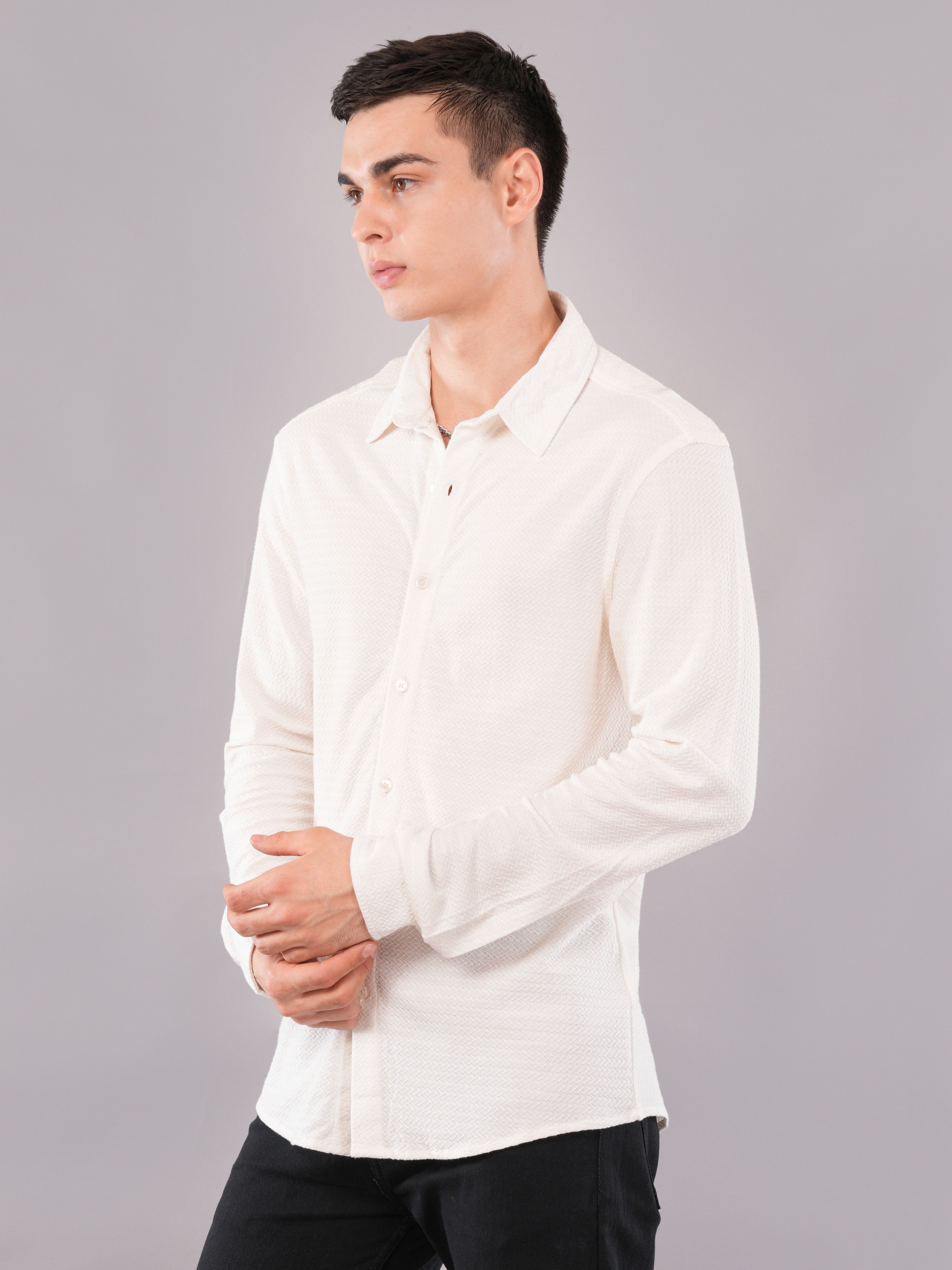 Ecru Micro-Texture Shirt