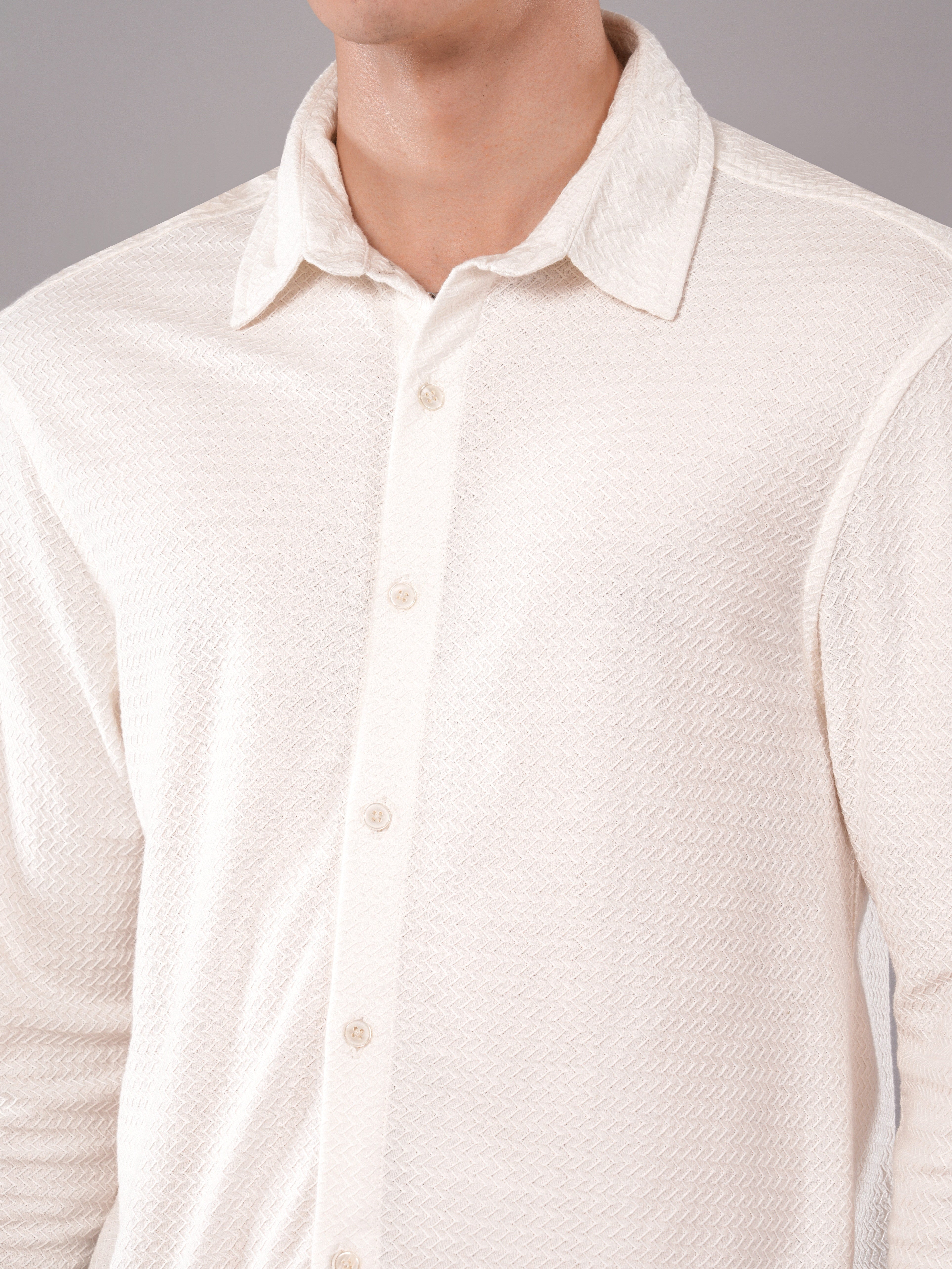 Ecru Micro-Texture Shirt