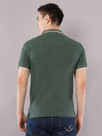 Forest Green Contrast-Tip Polo T-Shirt