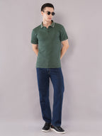 Forest Green Contrast-Tip Polo T-Shirt