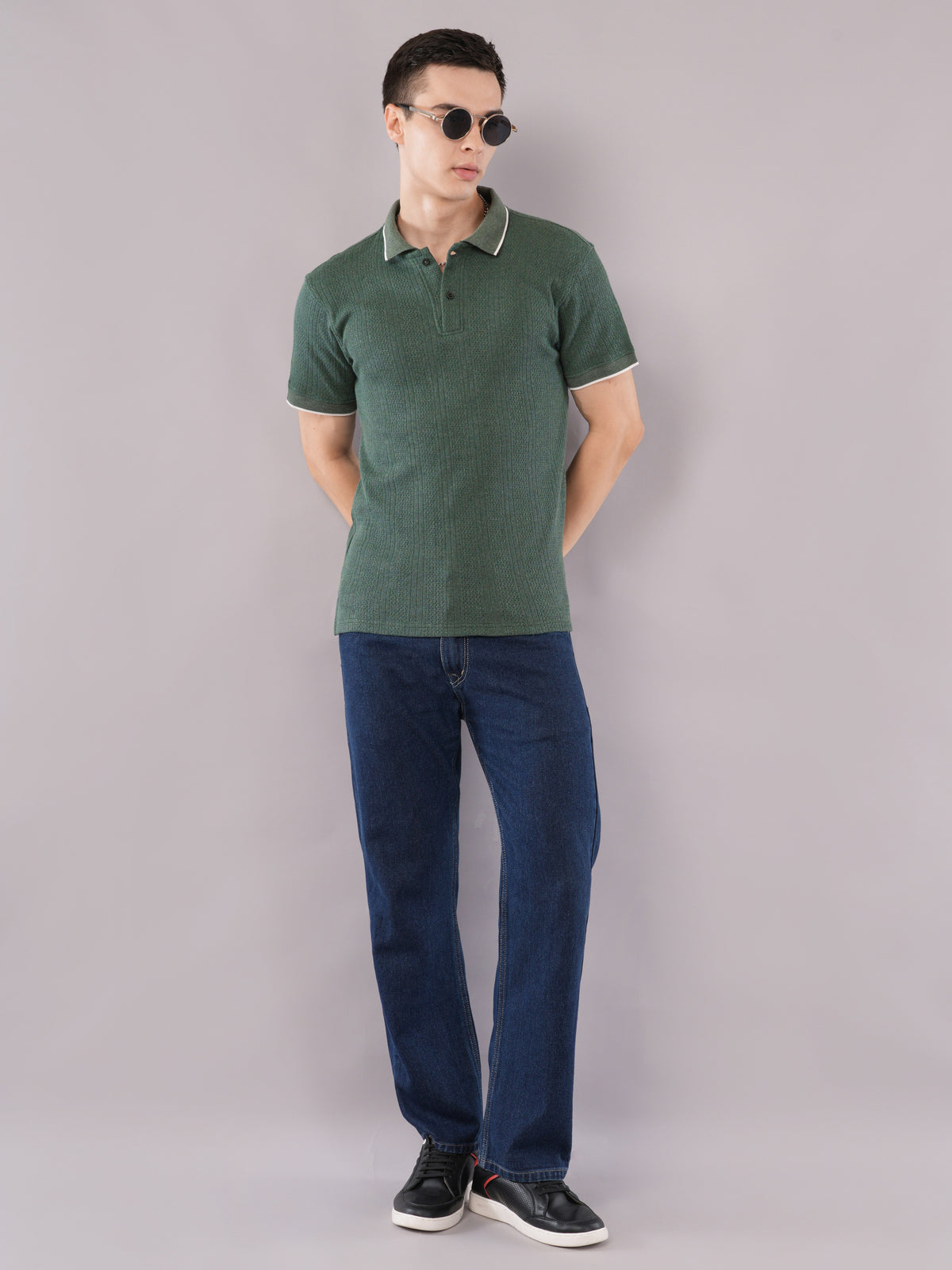Forest Green Contrast-Tip Polo T-Shirt