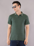 Forest Green Contrast-Tip Polo T-Shirt