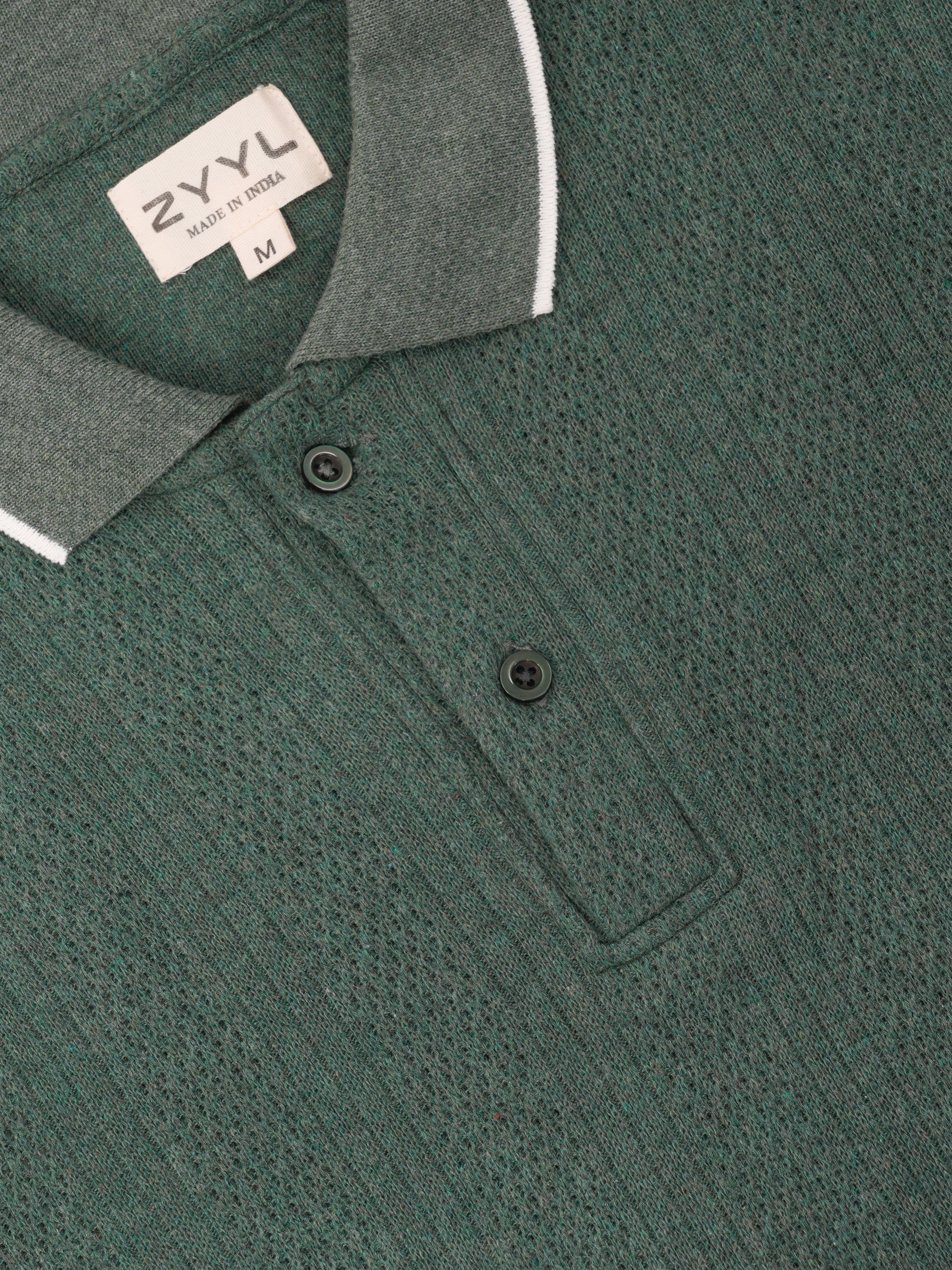 Forest Green Contrast-Tip Polo T-Shirt