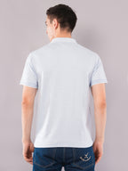 Ice Blue Contrast-Tip Polo T-Shirt