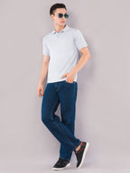Ice Blue Contrast-Tip Polo T-Shirt