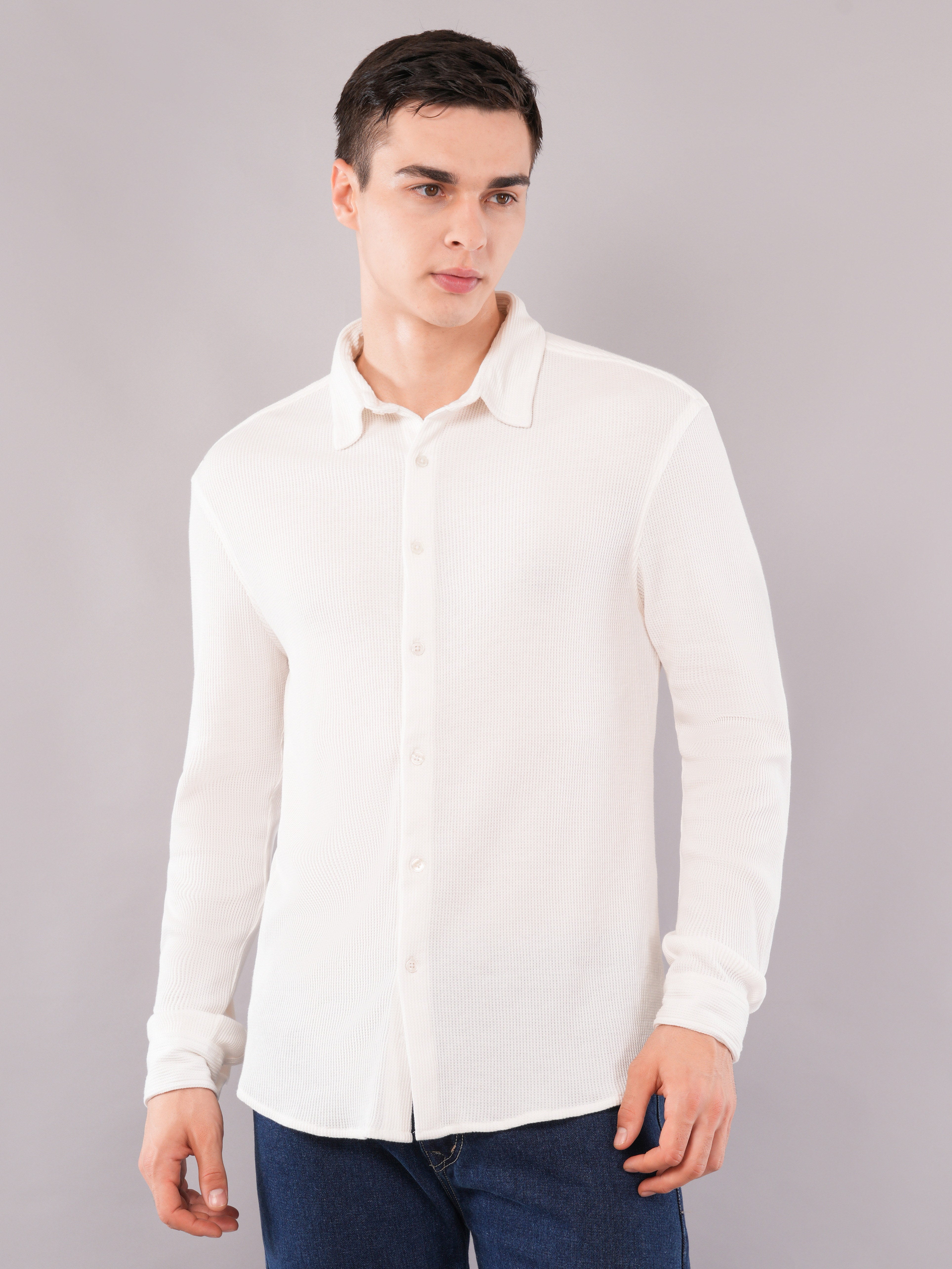 Ivory Textured Relaxed Shirt