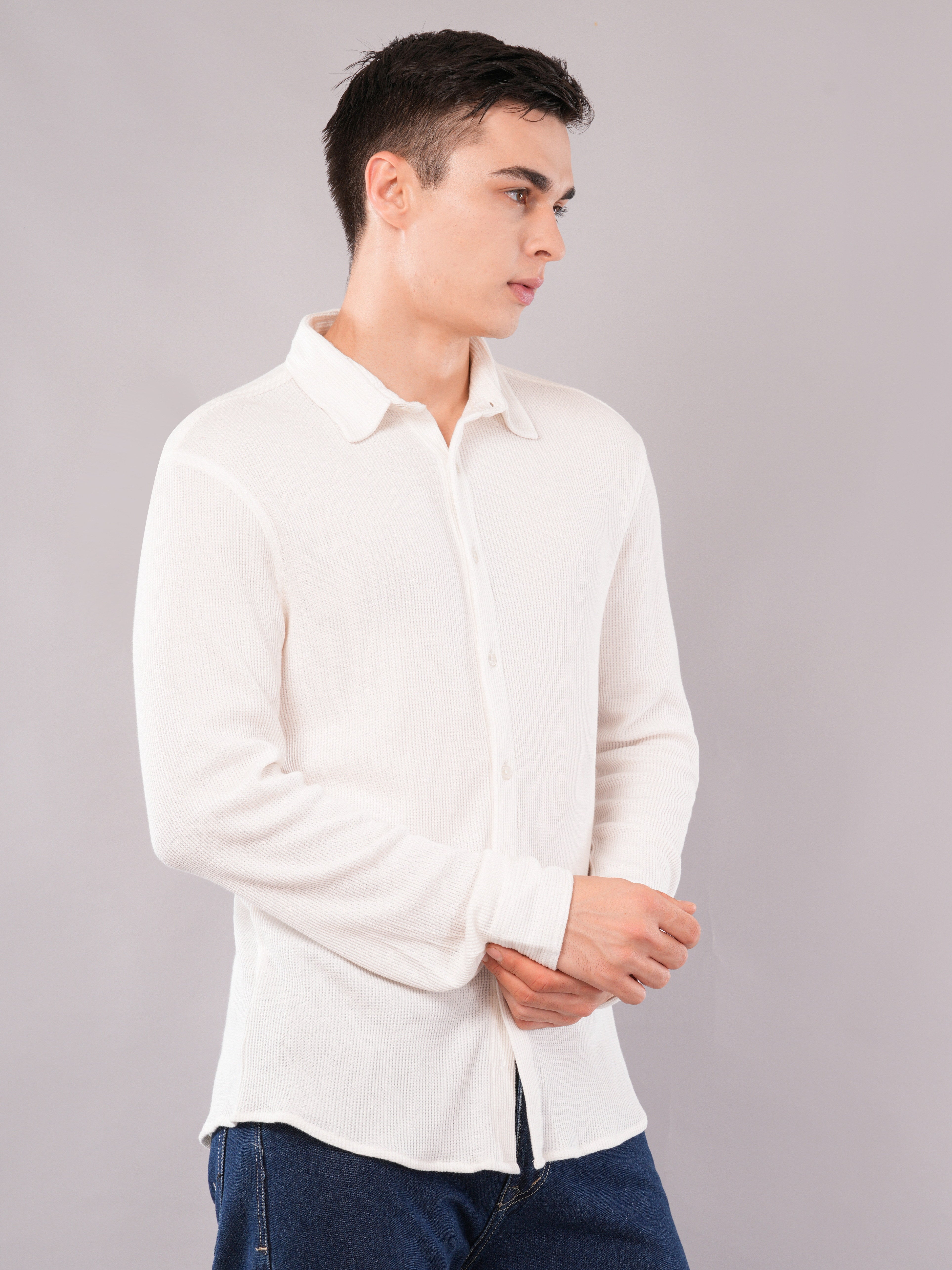 Ivory Textured Relaxed Shirt