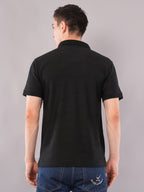 Jet Black Fine-Texture Polo T-Shirt