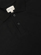 Jet Black Fine-Texture Polo T-Shirt