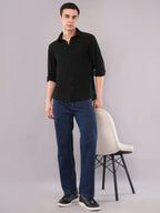 Jet Black Fluid-Texture Shirt
