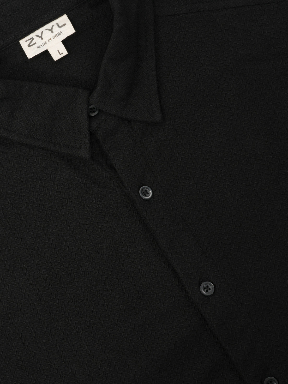 Jet Black Fluid-Texture Shirt
