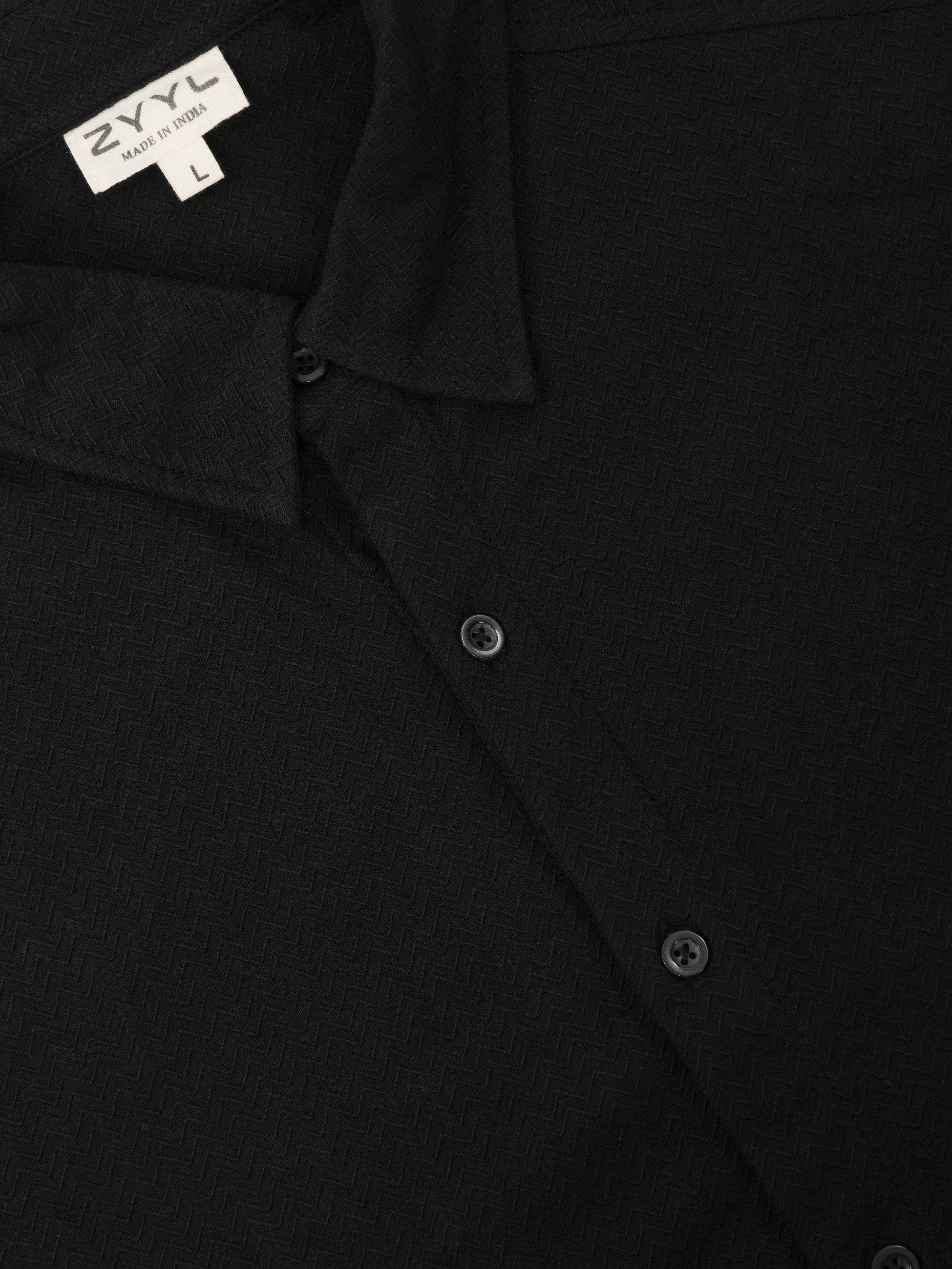 Jet Black Fluid-Texture Shirt