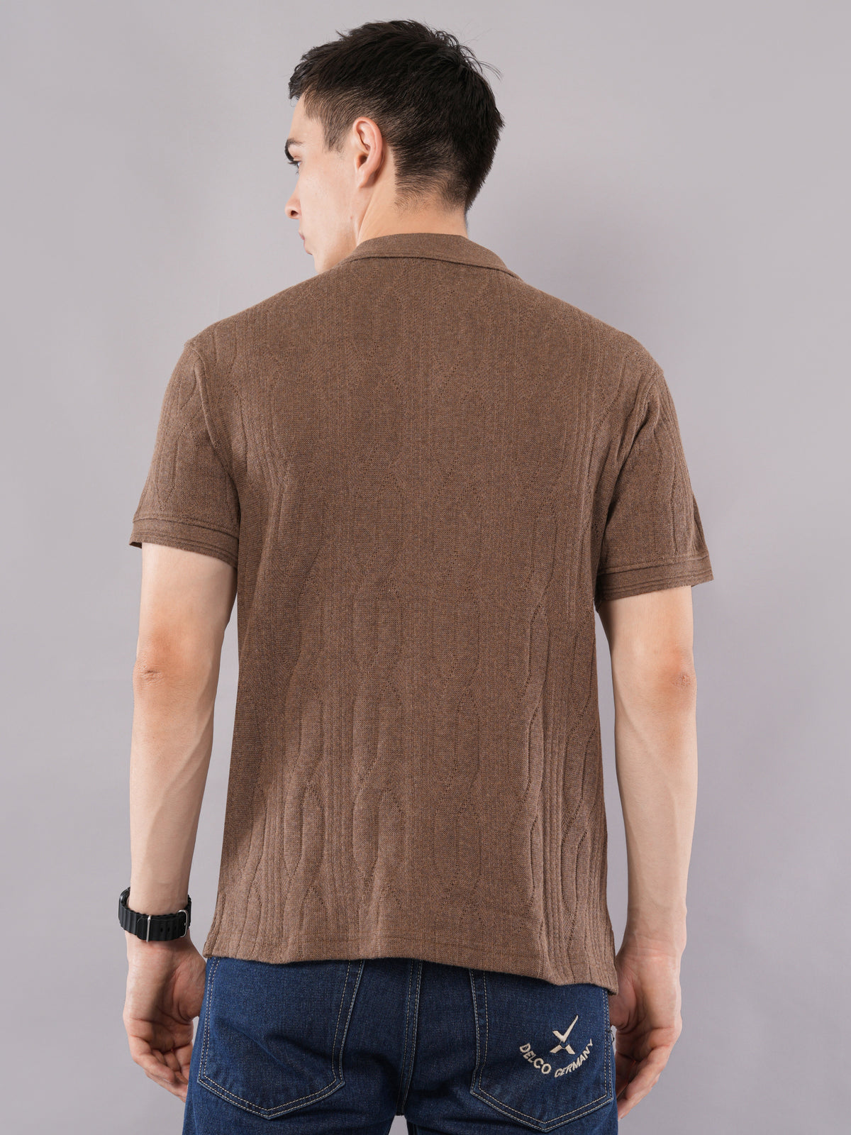 Mocha Textured Polo T-Shirt