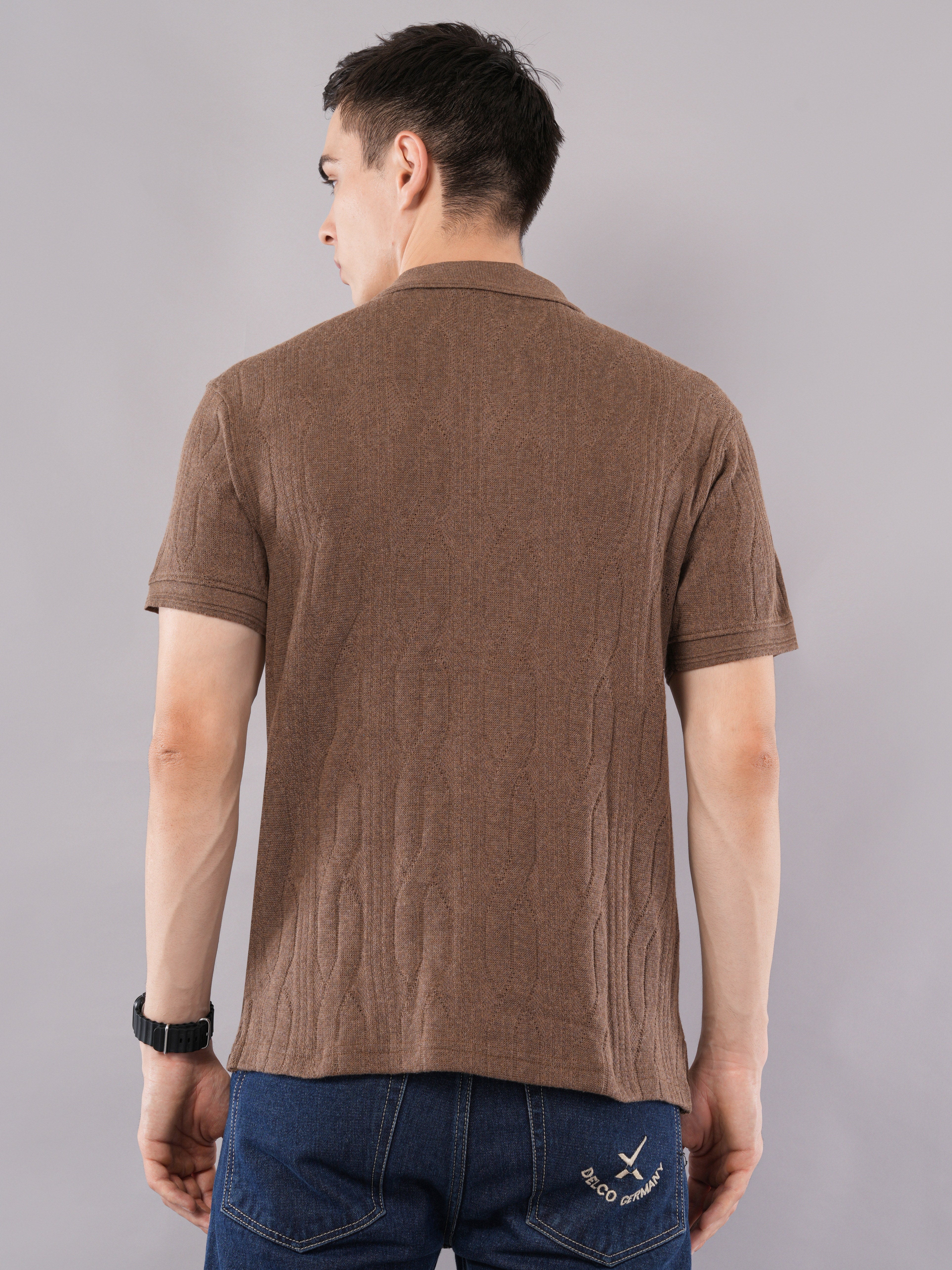 Mocha Textured Polo T-Shirt