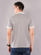Silver Grey Micro-Pattern Polo T-Shirt