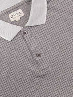 Silver Grey Micro-Pattern Polo T-Shirt