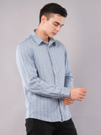 Sky Blue Vertical-Texture Shirt