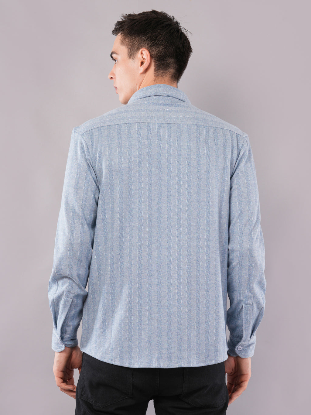 Sky Blue Vertical-Texture Shirt