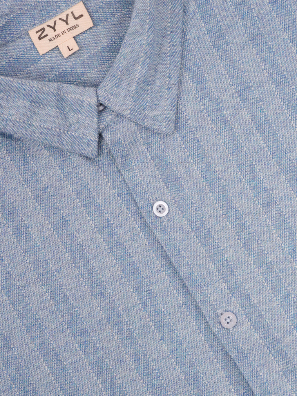 Sky Blue Vertical-Texture Shirt
