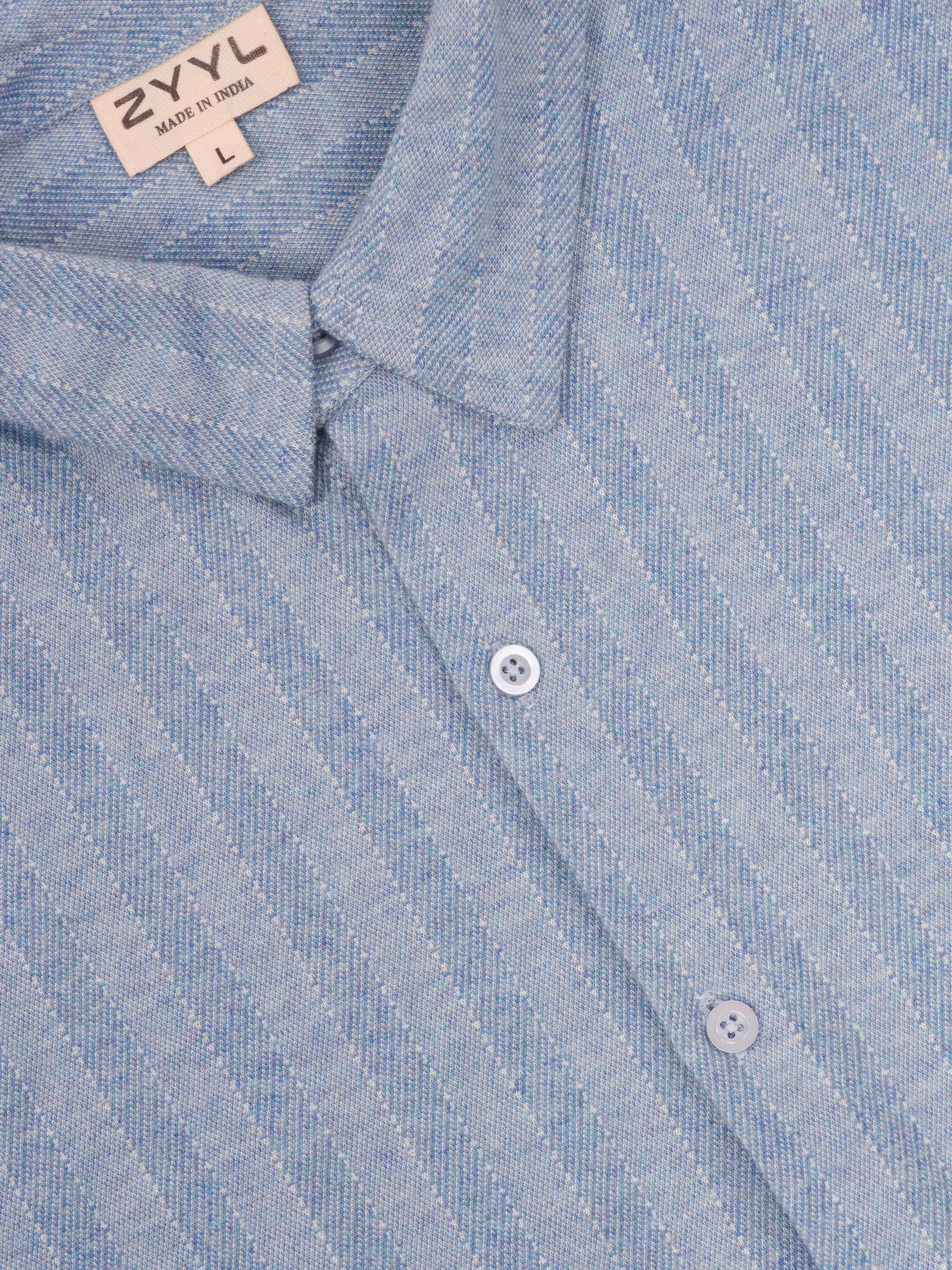 Sky Blue Vertical-Texture Shirt