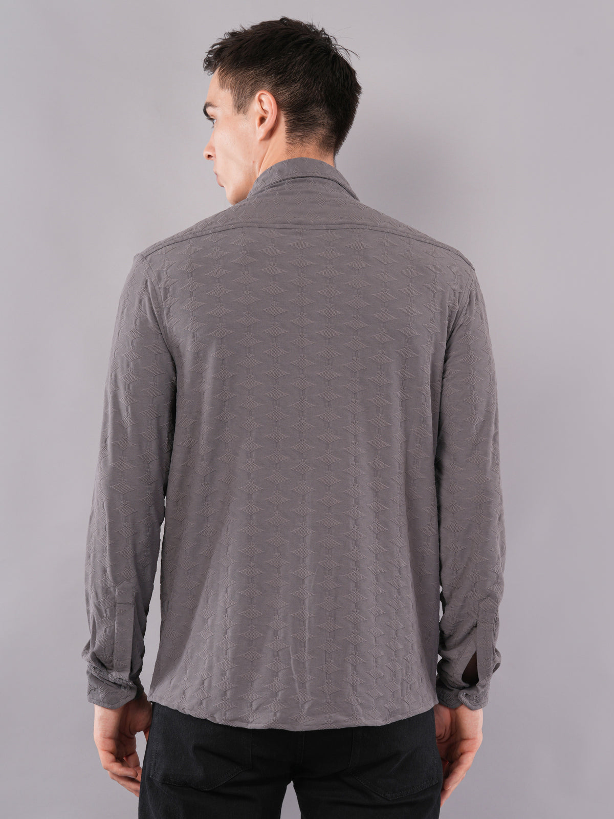Slate Grey Crinkle-Texture Shirt