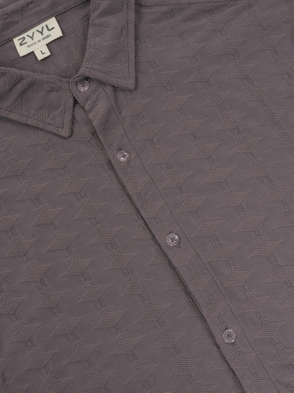 Slate Grey Crinkle-Texture Shirt