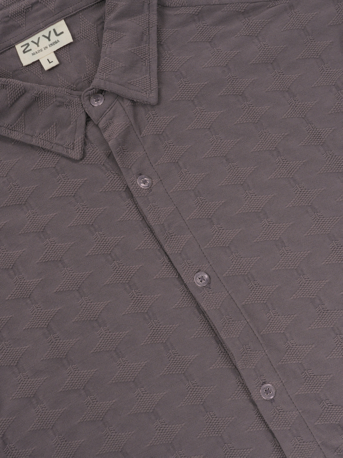 Slate Grey Crinkle-Texture Shirt