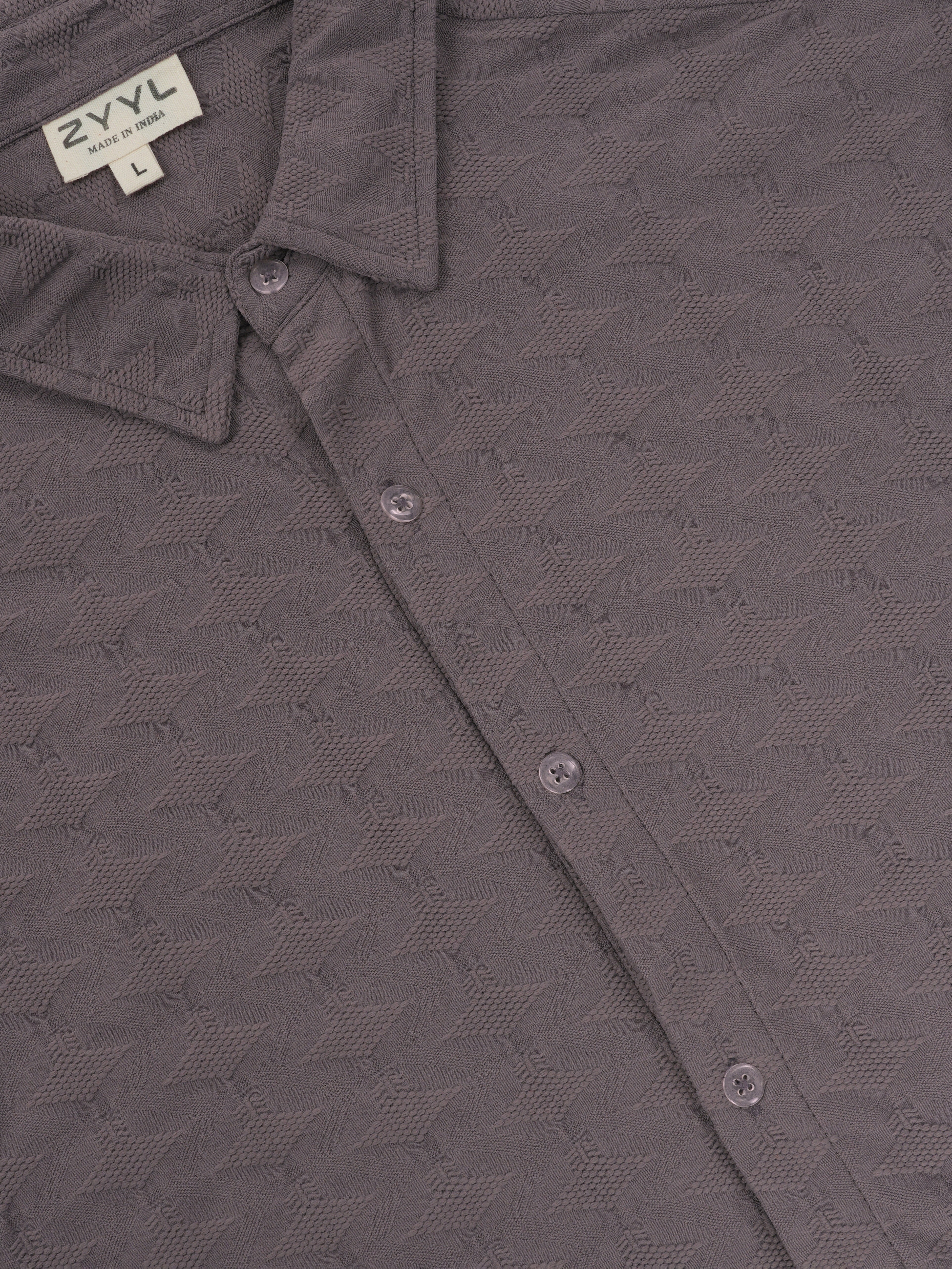 Slate Grey Crinkle-Texture Shirt