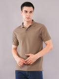 Taupe Fine-Texture Polo T-Shirt