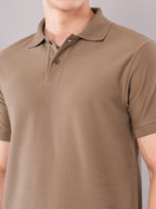 Taupe Fine-Texture Polo T-Shirt