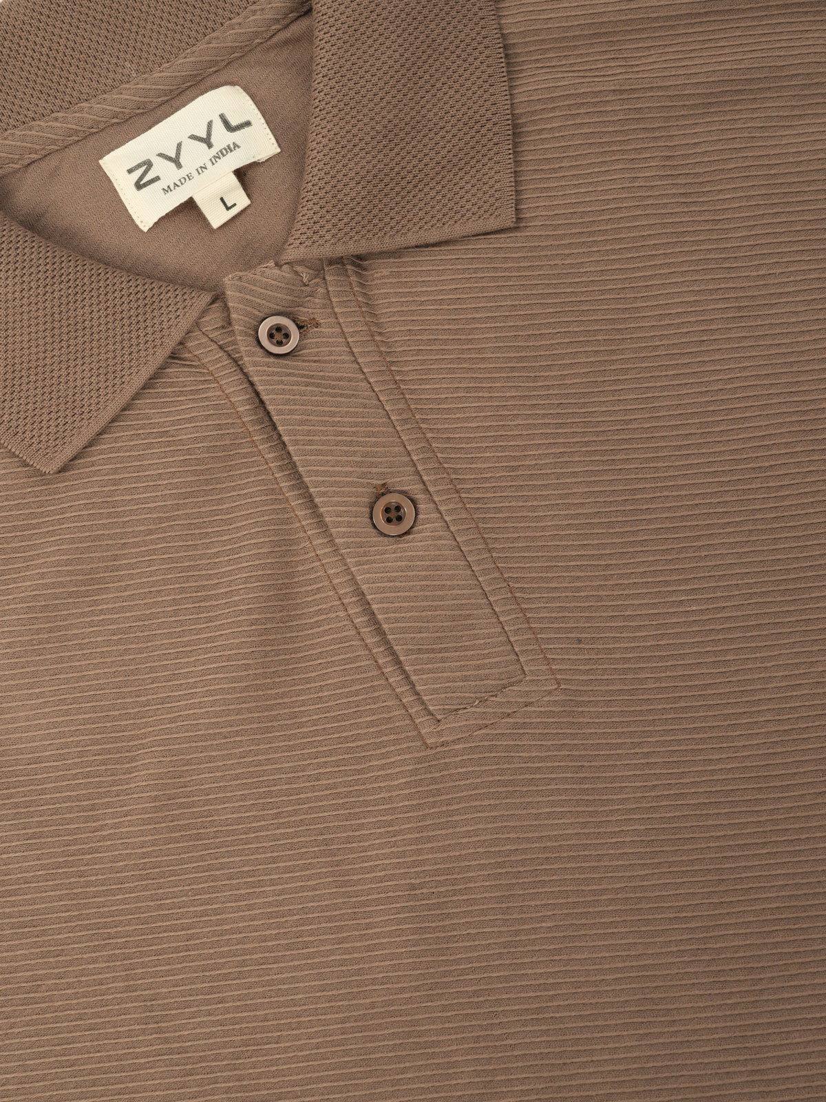 Taupe Fine-Texture Polo T-Shirt