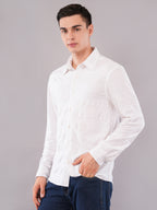 White Geometric Jacquard Shirt