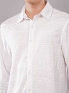 White Geometric Jacquard Shirt