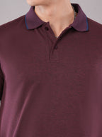 Wine Contrast-Tip Polo T-Shirt