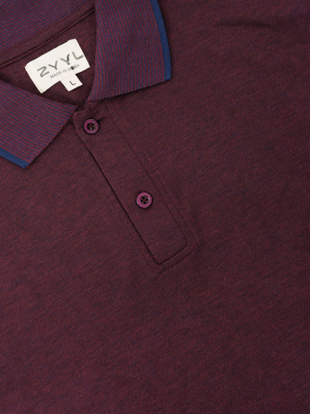 Wine Contrast-Tip Polo T-Shirt
