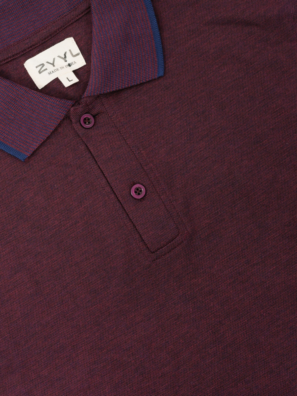 Wine Contrast-Tip Polo T-Shirt